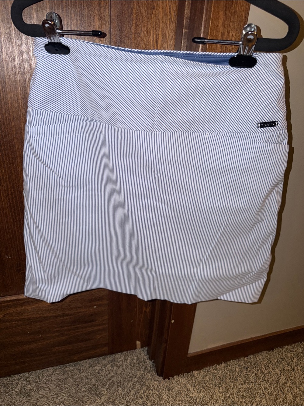 Striped White and Navy Mini Skirt by Izod